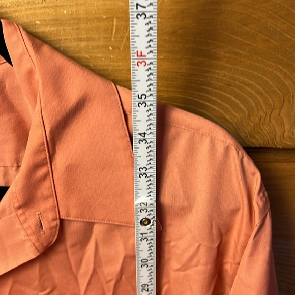 Van Heusen Poplin Mens Coral Button-Up Shirt 17 1/2 37/38 Tall Ling Sleeve Event - Picture 5 of 7